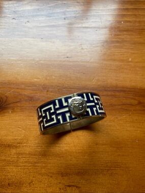 Spartina 449 Navy and Gold Enamel Geometric Cuff Bracelet